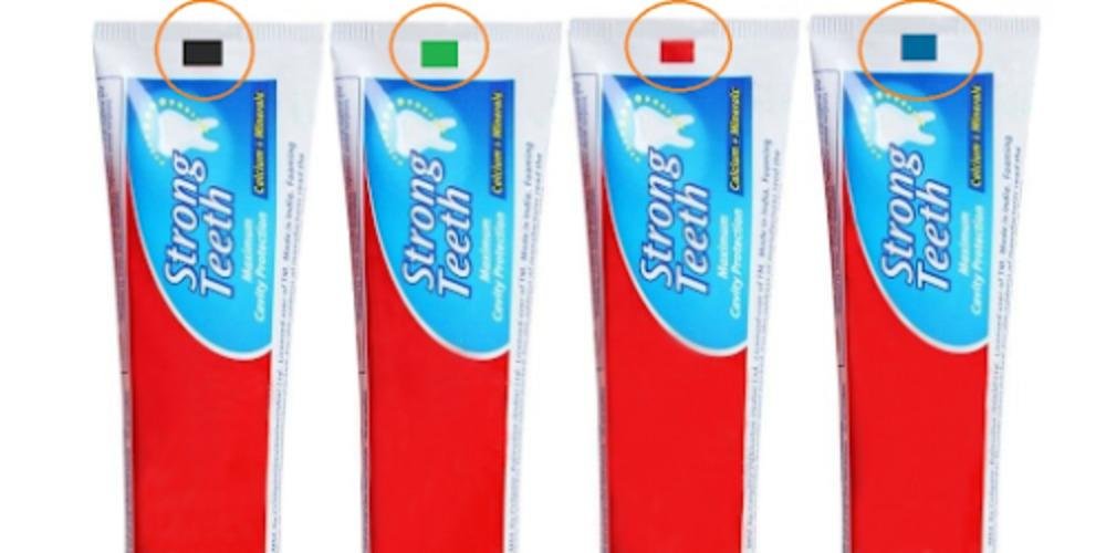 Рассказал жене, что означают цветные полоски на тюбиках с зубной пастой. Она удивилась.