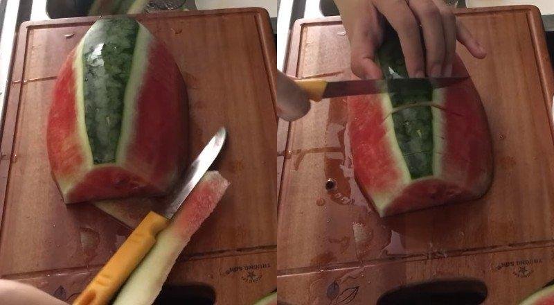 Как нарезать арбуз на дольки красиво и быстро